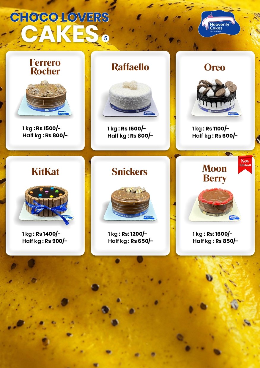Heavenly Cakes menu card 11